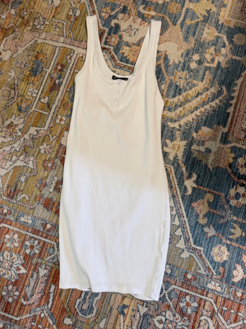 Zara White Ribbed Tank Mini Dress